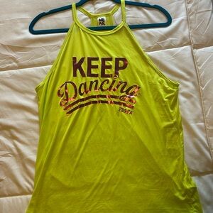 Zumba Wear Neon Yellow Keep Dancing Tank Small.